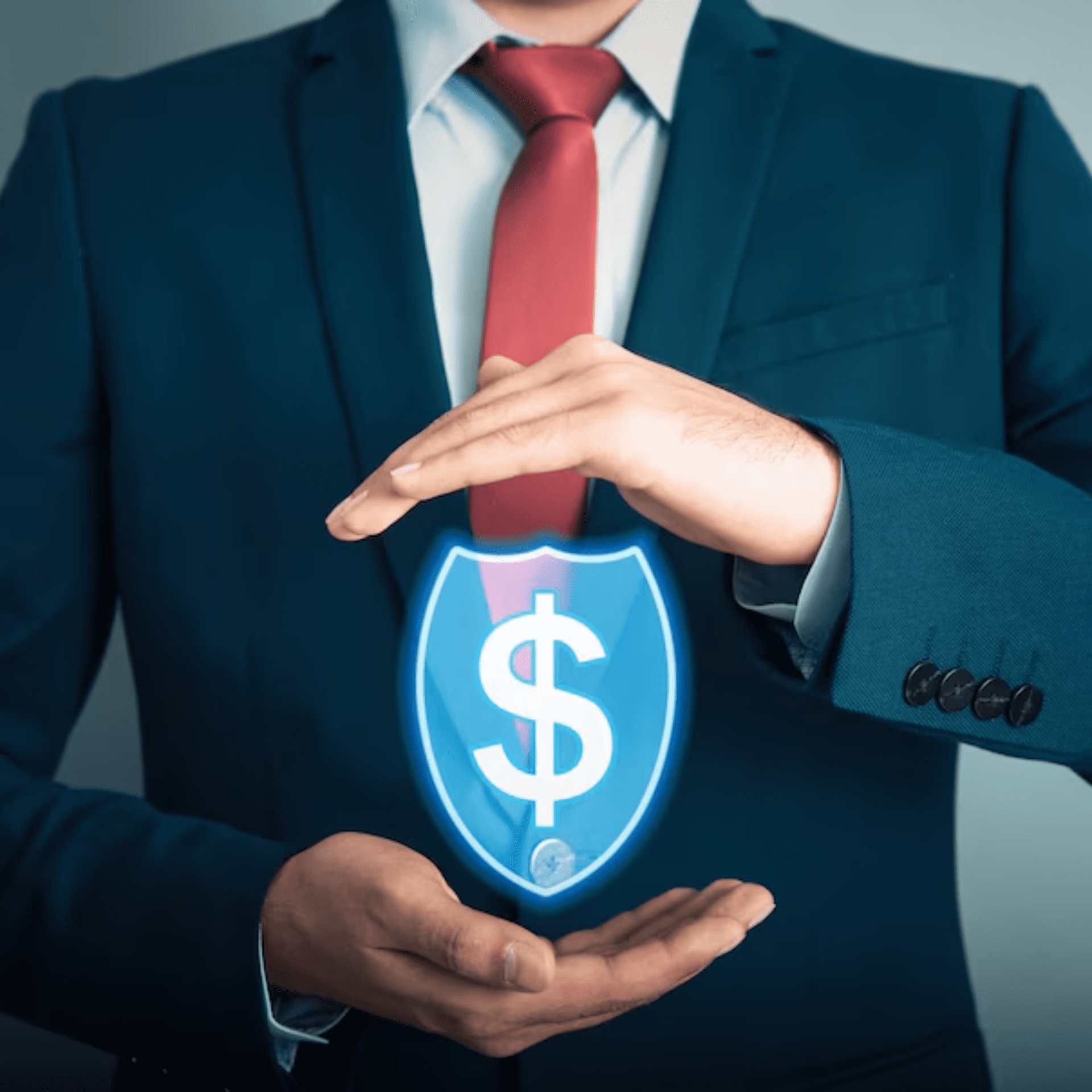 Dollar sign in man hand